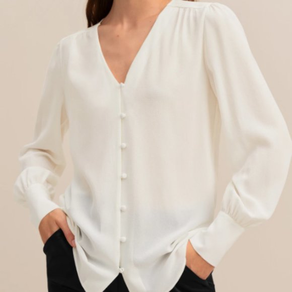 Lilysilk MIM Covered Button Silk Blouse - Picture 2 of 9